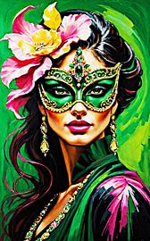 Die göttliche in grün mit der Maske der Natur von DJF by Dean Jayson Freeman Art | Level Up your Home