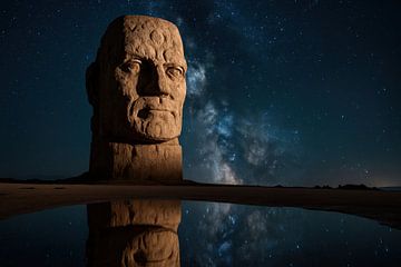 Milky Way above stone face