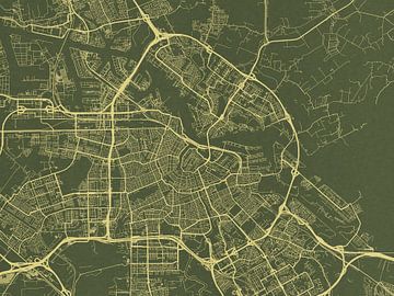 Kaart van Amsterdam in Groen Goud van Map Art Studio