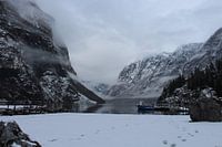 Landschap Noorwegen, Bergen, sneeuw, uitzicht,
