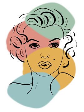 Marilyn Monroe met retro kleuren achtergrond