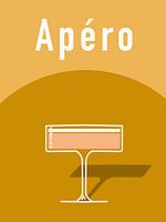 Illustration of a Margarita cocktail on an ochre background