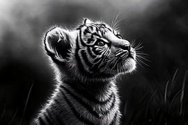 Portrait d'un tigre en noir et blanc sur Imperial Art House