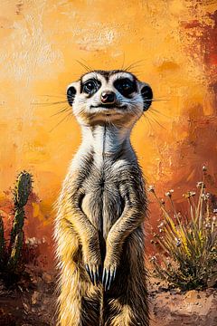 Meerkat met kleurrijke woestijnachtergrond van Imperial Art House