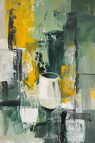 Modern abstract schilderij met glas