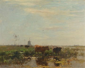 Weide met koeien aan het water, Willem Maris