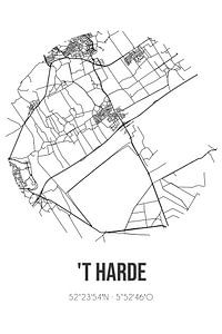 't Harde (Gelderland) | Karte | Schwarz und Weiß von Rezona