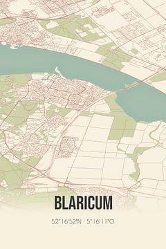 Retro kaart van Blaricum, Gooi, Noord-Holland. van Rezona