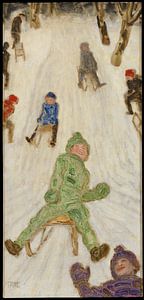 Franz von Stuck - Schlittenfahrt; rodelnde Kinder (um 1926)