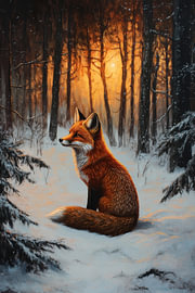 Red fox in the golden forest light by Eva Lee