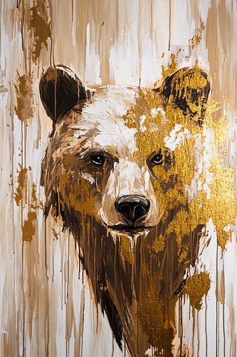 Peinture d'ours avec accents dorés