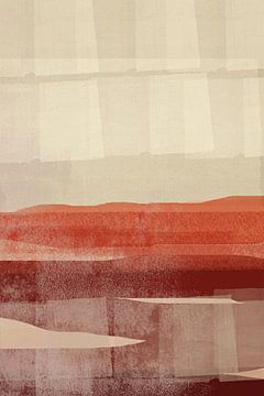 Japandi. Minimalistisch abstract landschap in aardetinten van Abstract Minimalist Art