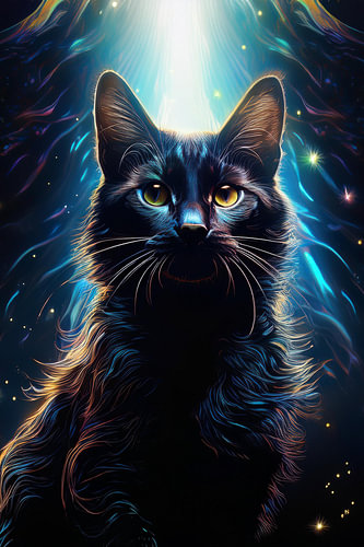 Silhouet van een zwarte kat met tegenlicht