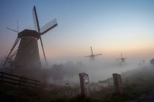 Kinderdijk in de mist van Roy Poots