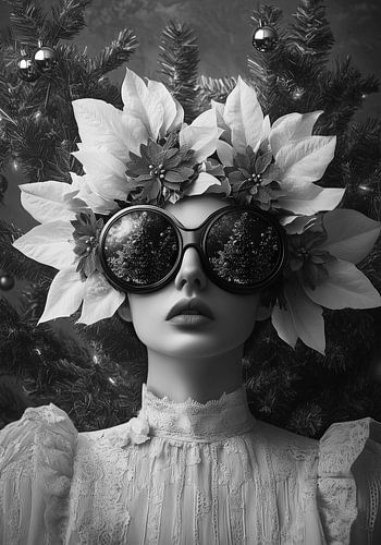 Noël dans le miroir noir et blanc