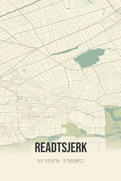 Vintage map of Readtsjerk (Fryslan) by Prints of Place