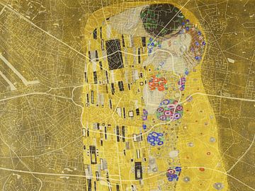 Kaart van Enschede met de Kus van Gustav Klimt van Map Art Studio