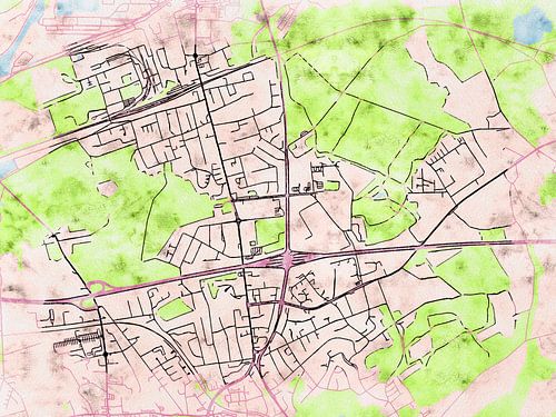 Kaart van Castrop-Rauxel in de stijl 'Soothing Spring'
