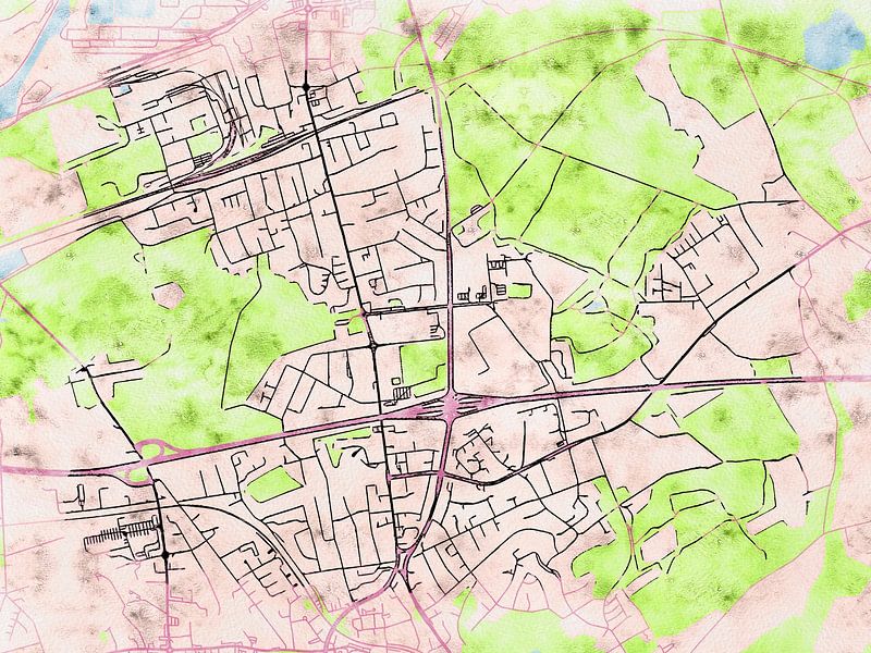 Carte de Castrop-Rauxel avec le style 'Soothing Spring' par Maporia
