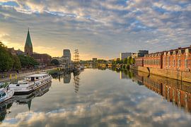 View over the Weser in Bremen by Michael Valjak