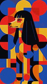 Modern geometrisch hondenportret – abstracte kubistische wandprint van een poedel van VICTOR S
