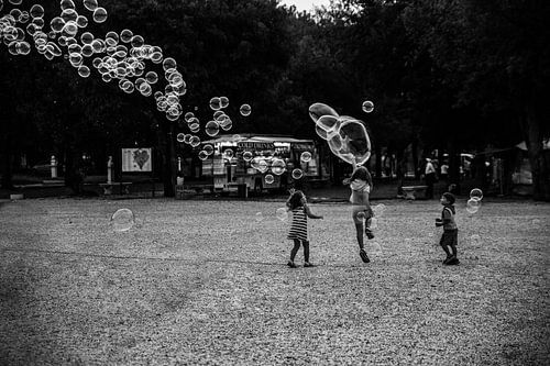 Bubble blowing children