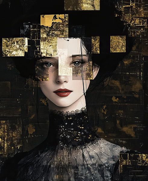 Frau mit Gesicht | Frau Gold von Kunst Laune