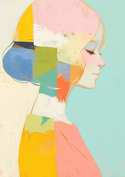 Frauen Portrait | Farbspiel Silhouette von Blickfänger Gemälde