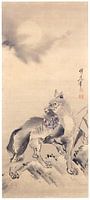 Kawanabe Kyōsai - Een wolf en de maan