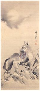 Kawanabe Kyōsai - Ein Wolf und der Mond