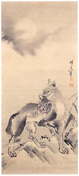 Kawanabe Kyōsai - Een wolf en de maan van Peter Balan