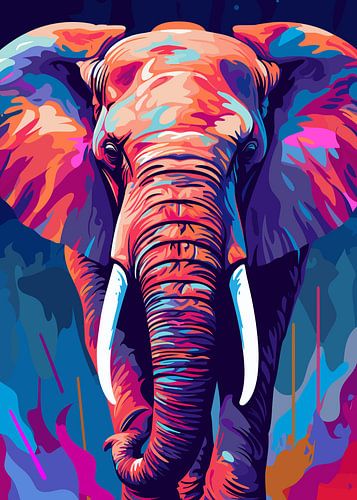 Elefant Wild Natur WPAP Farbe Stil