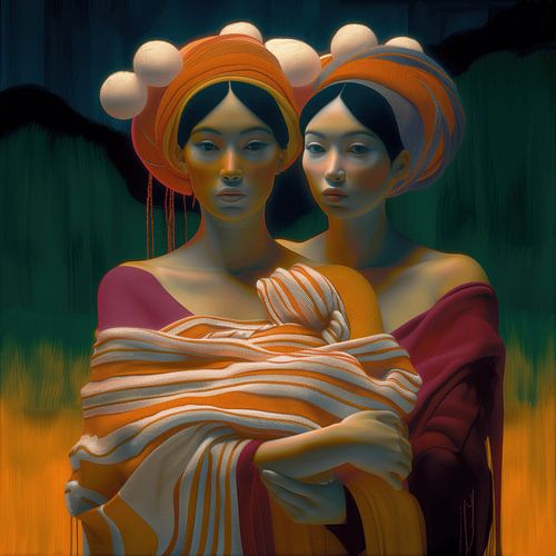 Vrouwen met gebreide kleding