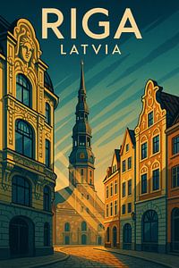 Riga Lettland Vintage Travel Poster drucken