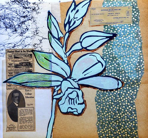 Illustration de plantes et de fleurs en style collage