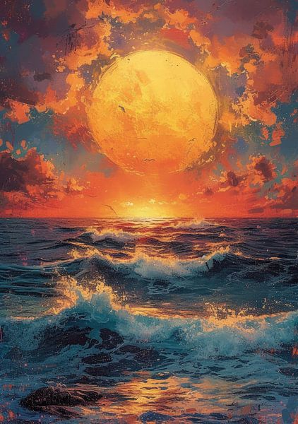 Mond Wellen Meer Ozean Maritim Nacht von Niklas Maximilian
