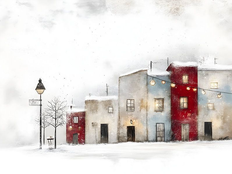 Snow-covered houses by Heike Hultsch