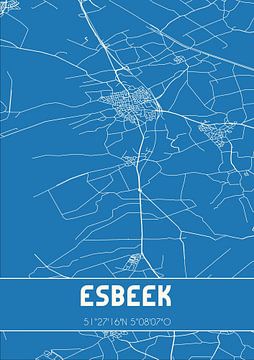Blauwdruk | Landkaart | Esbeek (Noord-Brabant) van MijnStadsPoster