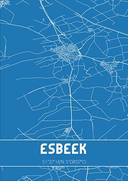 Blauwdruk | Landkaart | Esbeek (Noord-Brabant) van MijnStadsPoster