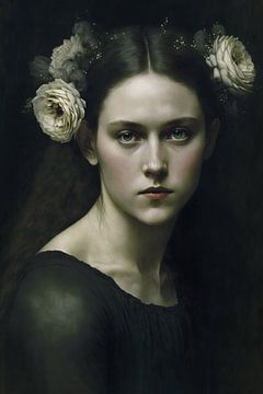Fine art portret van een mooie jonge vrouw. van Anne Loos