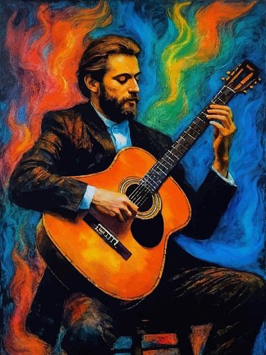 Mens die Klassieke Gitaar Abstracte Kunst speelt