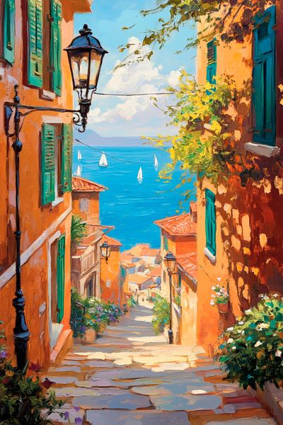 Picturesque alley by the sea - sunny and warm by Poster Art Shop