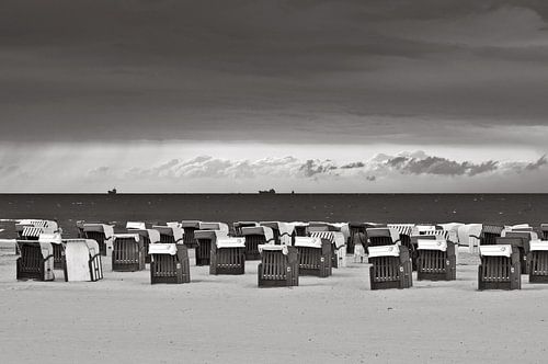 A dramatic cloud scene before the storm on the Baltic Sea – monochrome 