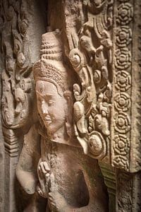 Detail eines Deva am Tempel, Kambodscha