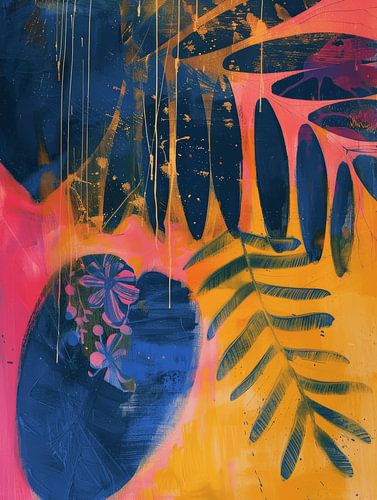 Kleurrijk botanisch, modern en abstract