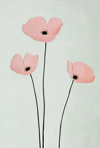 Trois coquelicots roses