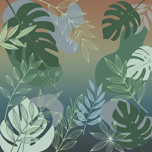 Botanical Calm - Moderne tropische Blätter in Farbverlaufsharmonie