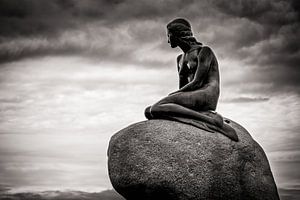 Photographie noir et blanc : Copenhague - Petite sirène