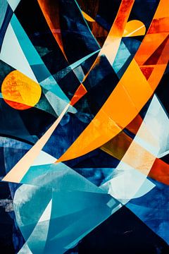 Abstract colour symphony in blue-orange by Poster Art Shop