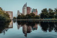 The skyline of The Hague during sunset